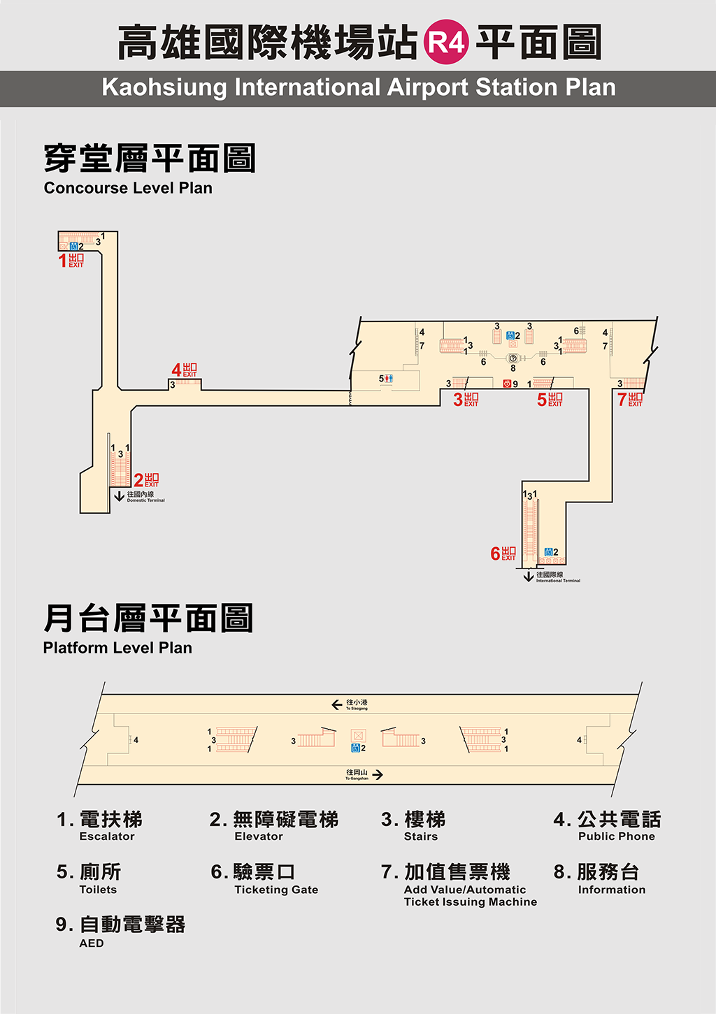 高雄捷運高雄國際機場站車站平面圖出口圖