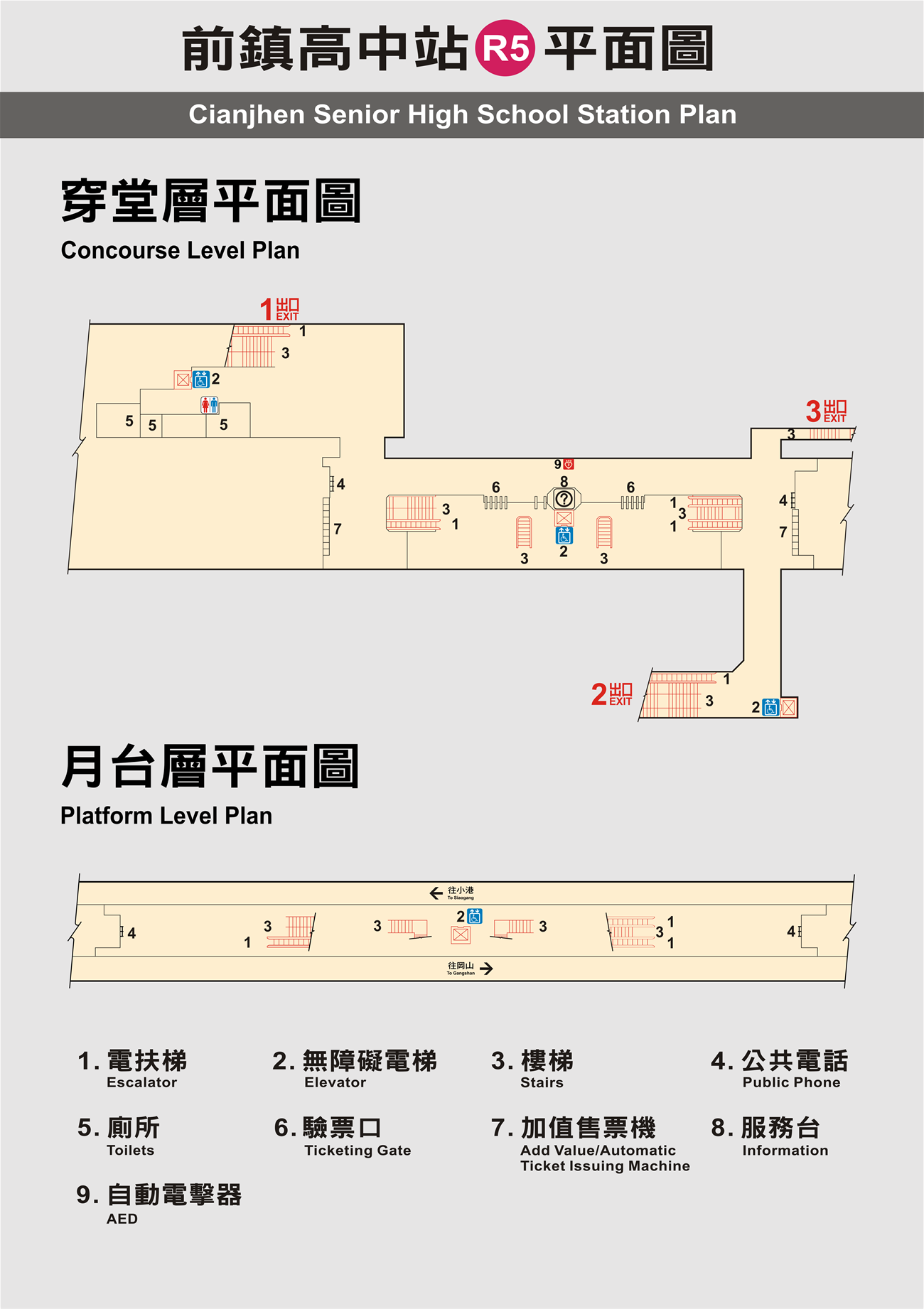 高雄捷運前鎮高中站車站平面圖出口圖