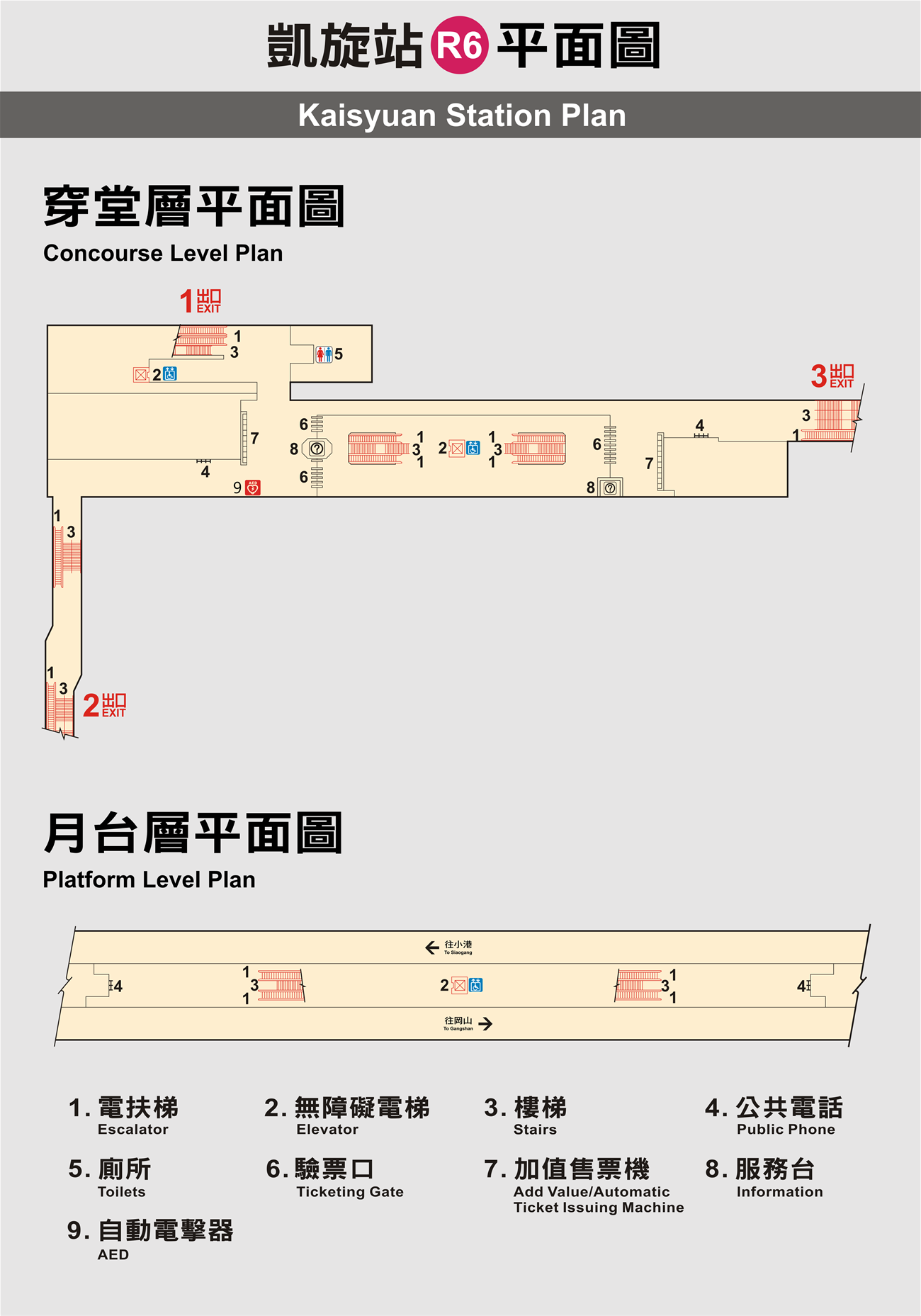 高雄捷運凱旋站車站平面圖出口圖